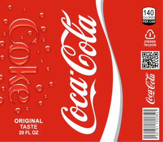 Full-wrap print styled as a classic red cola drinks label