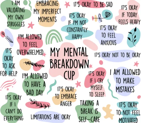 Mental health print with It's okay to feel sad and I'm allowed to have a bad day on pastel shapes