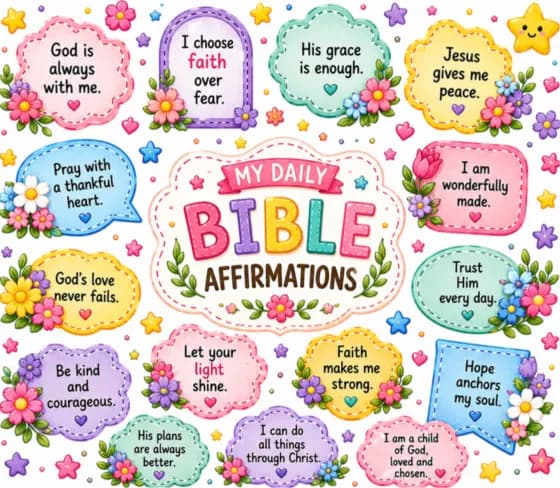 Print of scripture affirmation cards including God's love never fails and Faith over fear