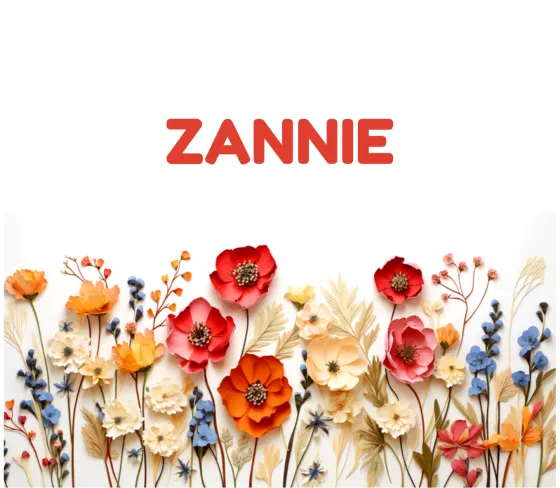 Personalised name print in bold red type across a poppy and wildflower meadow