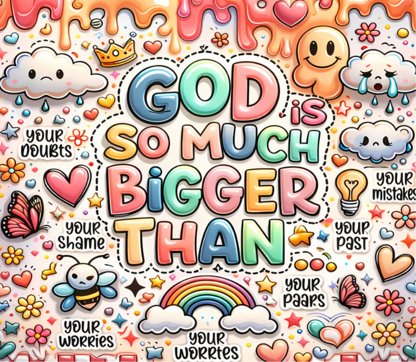 Print reading God is so much bigger than your doubts, your shame and your worries