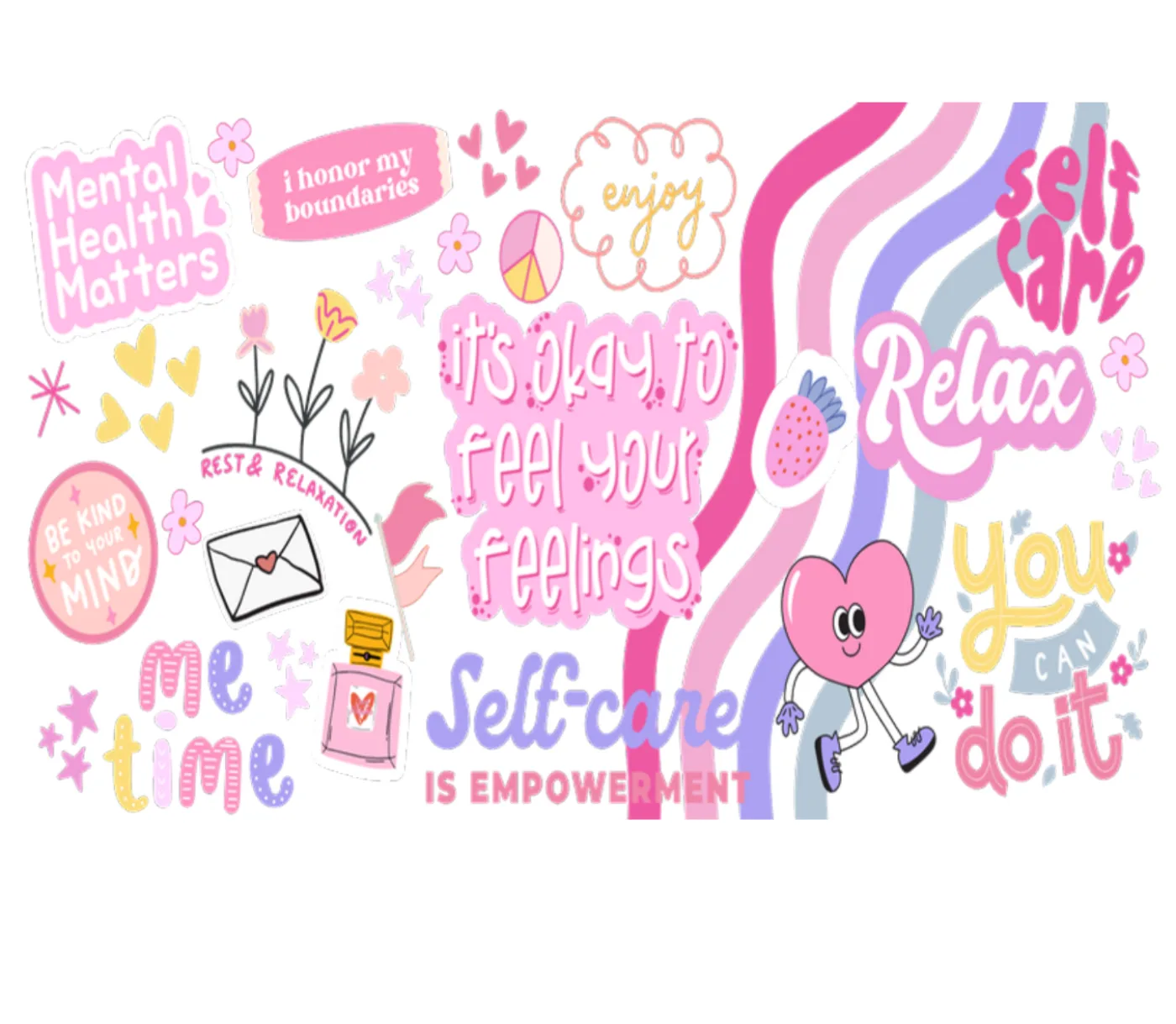 Photo template with blank panels among Me time, Self-care is empowering and Relax lettering