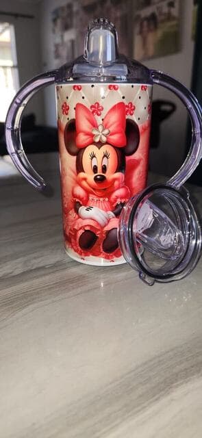 Kids Character Sippy Cup — red bow, Kids sippy cup with handles