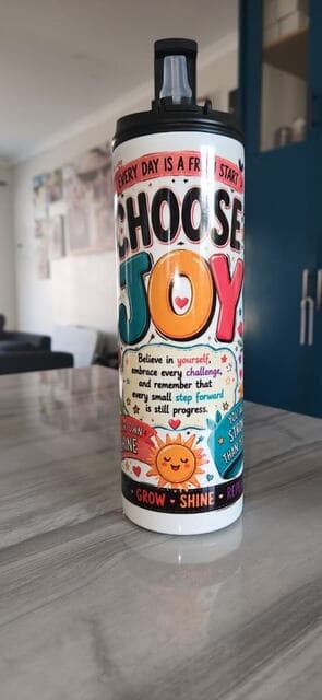 Choose Joy, Stainless steel bottle with straw lid