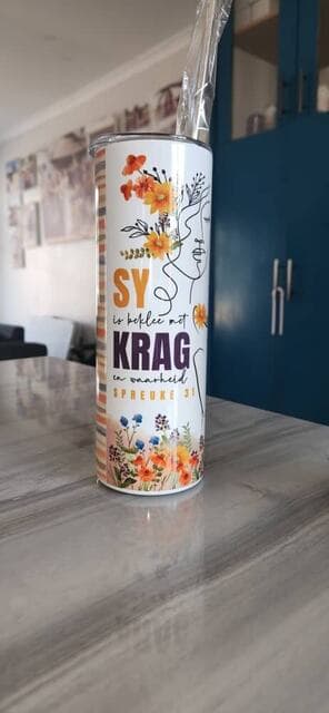 Spreuke 31 — tall tumbler, Tall stainless steel tumbler