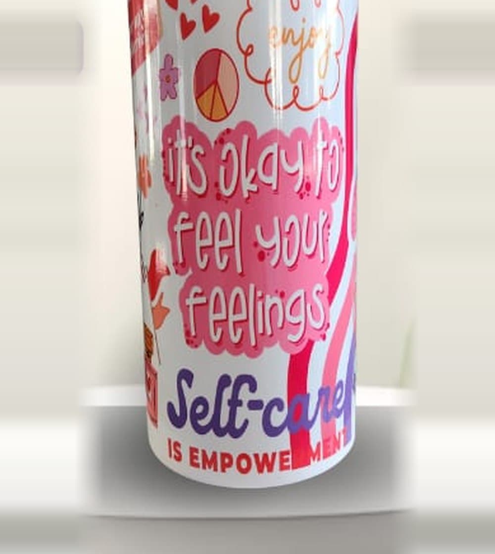 15oz Skinny Tumbler, 15oz white stainless steel skinny tumbler with a clear slide lid